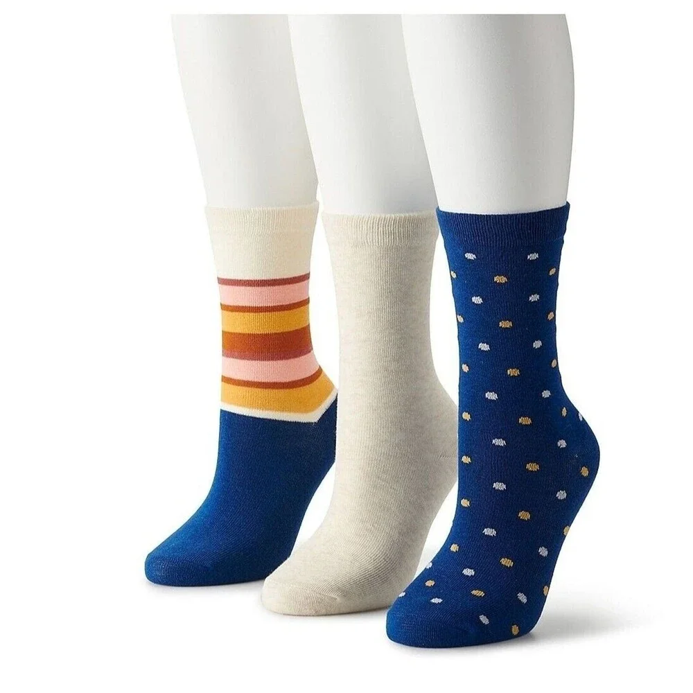 Women's Sonoma 3-Pack Polka Dot & Striped Dress Socks Size 9-11